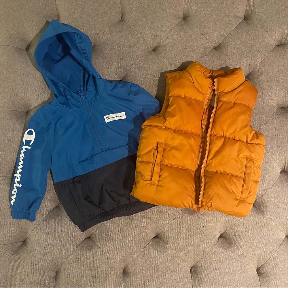 Champion Lightweight Jacket and Old Navy Puffer Vest Bundle